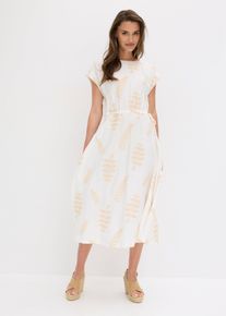 bonprix Midikleid mit Stickerei, wei&szlig;, Gr.44, sommerliches Midikleid aus flie&szlig;endem Viskose-Mix mit floraler Stickerei, aus Viskose