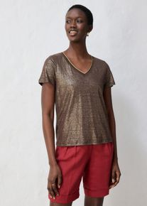 bonprix Shirt aus reinem Leinen mit Lurex, braun, Gr.44/46 (L), auff&auml;lliges Leinen-Shirt mit Lurex