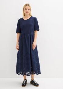 bonprix Maxikleid aus reiner Baumwolle, blau, Gr.36/38 (S), Modernes Maxikleid mit Lochstickerei, 100% Baumwolle (organic)