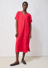 bonprix Kaftan-Kleid aus reinem Leinen, rot, Gr.36, modernen Leinenkleid mit weiter Passform und tiefem V-Ausschnitt, aus Leinen