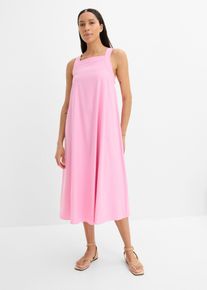 bonprix Maxikleid aus Leinenmix mit Bindedetail hinten, rosa, Gr.48, Maxikleid mit Bindedetails am R&uuml;cken und eckigem Ausschnitt, aus Leinen,Viskose