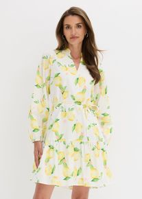 bonprix Tunika-Kleid aus reiner Baumwolle, wei&szlig;, Gr.52, sommerliches Tunika-Kleid aus reiner Baumwolle mit Zitronen-Print, aus 100% Baumwolle