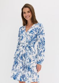 bonprix Kleid aus flie&szlig;ender Viskose, wei&szlig;, Gr.36, feminines Kleid aus flie&szlig;ender Viskose mit Bindeband in der Taille, aus Viskose