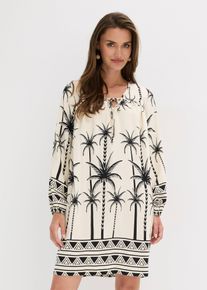 bonprix Tunika-Kleid aus flie&szlig;endem Viskose-Mix, beige, Gr.38, weit geschnittenes Tunika-Kleid aus flie&szlig;endem Viskose-Mix mit modischem Print, aus Viskose