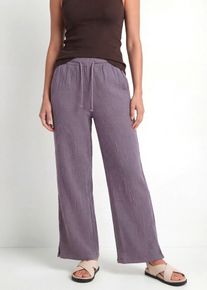bonprix Palazzo-Hose aus luftigem Musselin, lila, Gr.48, Gem&uuml;tliche Palazzo-Hose mit elastischen Bund aus sommerlichem Musselin, kn&ouml;chellang, aus 100% Baumwolle,Musselin