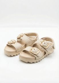 bonprix Plateau-Sandalen in Boucl&eacute;-Optik, beige, Gr.37, Modische Plateau-Sandalen in Boucl&eacute;-Optik
