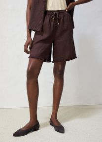 bonprix Bermuda aus reinem Leinen, braun, Gr.38, sommerliche Bermuda mit Fransen aus hochwertigen Leinen