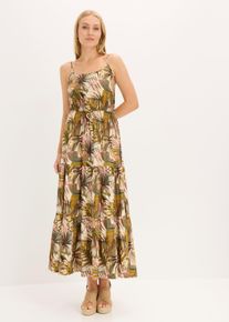 bonprix Maxikleid aus flie&szlig;ender Viskose, gr&uuml;n, Gr.50, Mit verstellbaren Tr&auml;gern