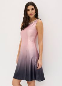 bonprix Minikleid aus gl&auml;nzendem Satin, rosa, Gr.52, Moder und feminin: Satinkleid in Mini-Lange mit Strassstein-Applikation am Ausschnitt