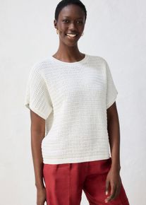 bonprix Ajour-Pullover aus Viskose-Mix, wei&szlig;, Gr.48/50 (XL), trendiger Ajour-Pullover, aus Viskose
