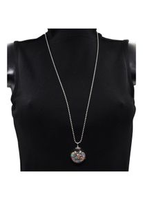 Steuer Modeschmuck Kette Silber Kugel Anh&auml;nger Strass bunt