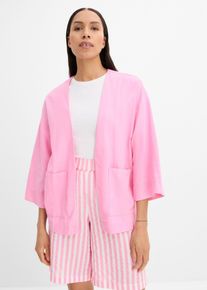 bonprix Kimono-Bluse aus Leinen- Mix, rosa, Gr.44, Weit geschnittene Kimono-Bluse mit 3/4 &Auml;rmel und aufgesetzten Taschen., aus Leinen,Viskose