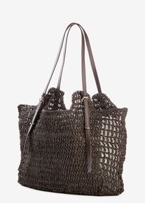 bonprix Strohshopper mit Schnallendetails, braun, Gr.34,5x38 cm, Sommerlicher Strohshopper mit viel Stauraum undextra Innentasche, Baumwolle