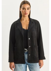 Faux Suede Knopf-Jacke