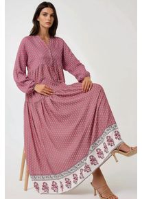 Bedrucktes V-Ausschnitt Maxikleid