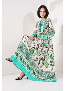 Bedrucktes V-Ausschnitt Maxikleid