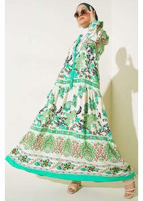 Bedrucktes V-Ausschnitt Maxikleid