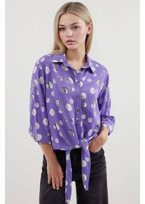 Bedruckte Viskosebluse mit Schleife
