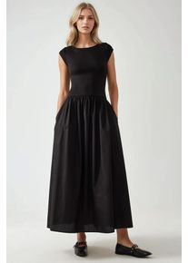 Boote-Ausschnitt A-Form Fit Maxikleid