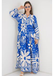 Gemustertes V-Ausschnitt Maxikleid