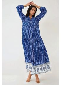 Bedrucktes V-Ausschnitt Maxikleid