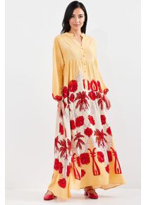 Bedrucktes V-Ausschnitt Maxikleid