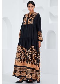Bedrucktes V-Ausschnitt Maxikleid