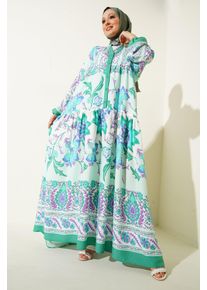 Bedrucktes V-Ausschnitt Maxikleid