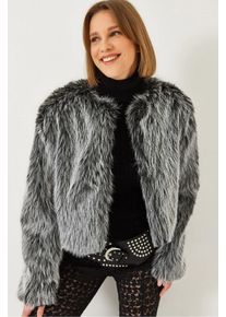 Boxy Crop Kunstfellmantel