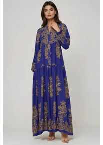 Bedrucktes Viscon Maxi-Kleid mit Hemdkragen