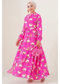 Maxikleid mit Muster und Knopfverschluss