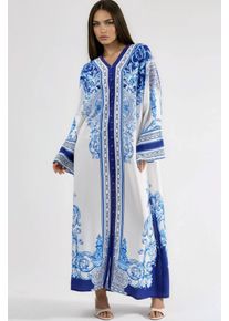 Gemustertes Maxikleid mit V-Ausschnitt