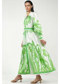 V-Ausschnitt Paisley Maxikleid mit Schlitz