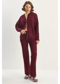 Hochtailliertes Rei&szlig;verschluss-Kragen-Cardigan- und Hosen-Set