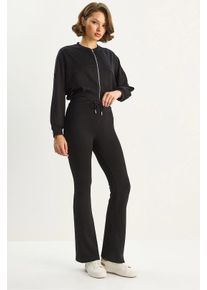 Hohe Taillierte Flared Pants und Bomberjacke Zweiteiliges Set