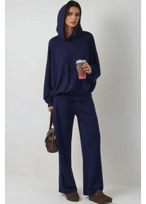 Kapuzensweatshirt mit &uuml;bergro&szlig;em Schnitt und hoch sitzendem Zwei-Teiler Set