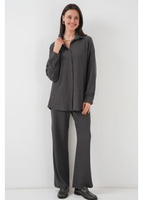 Strukturiertes Langarm-Strickshirt & Hosen Strick-Set