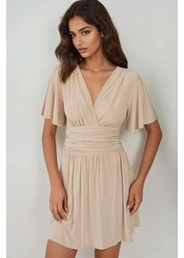 V-Ausschnitt Kurzarm-Minikleid