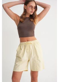 Hohe Taille Baumwoll-Shorts mit Kordelzug