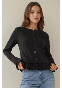 Fitted Rundhals Strickcardigan