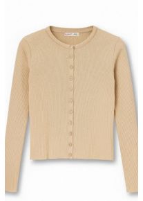 Knopf-Detail Slim Fit Rippstrick Cardigan