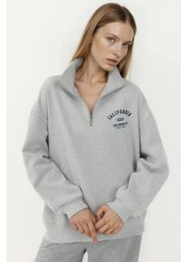 Bedruckter Rei&szlig;verschluss-Kragen Relaxed Fit Sweatshirt