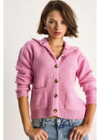 Texturiertes Strickwaren Langarm-Cardigan