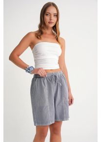 Hochtaillierte Baumwoll-Shorts mit Kordelzug