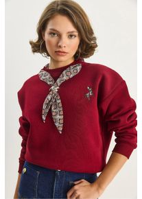 Bestickter Rundhalsausschnitt Sweatshirt
