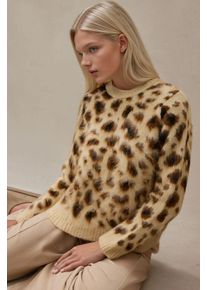 Leopardenmuster Rundhalsausschnitt Pullover