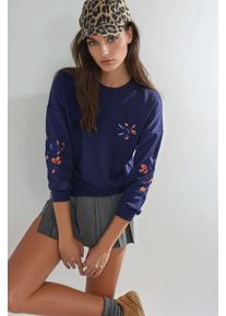 Modal Touch Rundhals Bestickter Pullover
