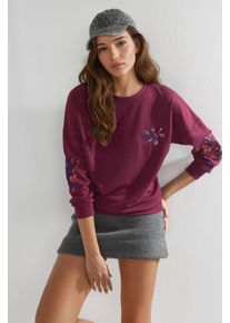 Modal Touch Rundhals Bestickter Pullover