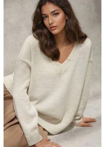 Dicker Strick-V-Ausschnitt-Pullover