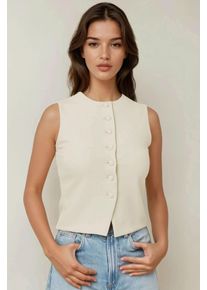 Taillierte Rundhalsweste mit Knopfdetail